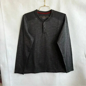 Prana Henley Tee Heathered Gray Size Small Long Sleeve